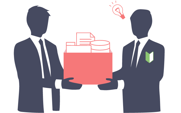 ベテランと若手が同じ情報を持っているイラスト